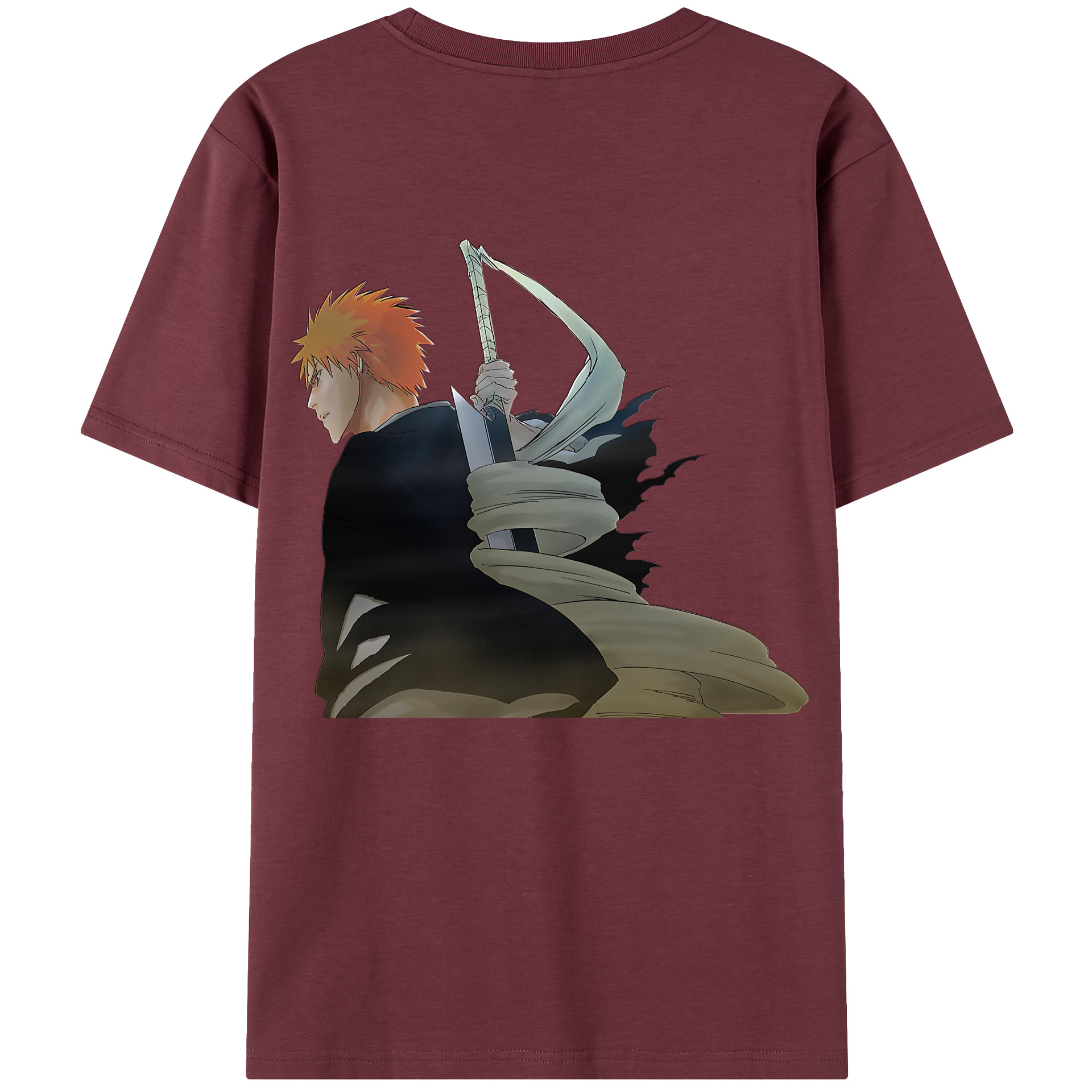 （画像用） ブリーチ 黒崎一護（くろさき いちご）BLEACH Kurosaki Ichigo 綿100％半袖Tシャツ（背面プリント）